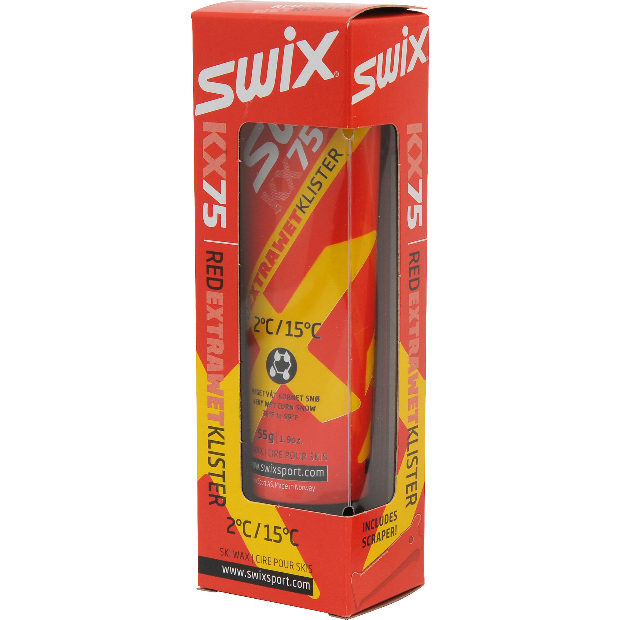 KX75 Red Extra Wet Klister +2°C to +15°C, 55g | Swix